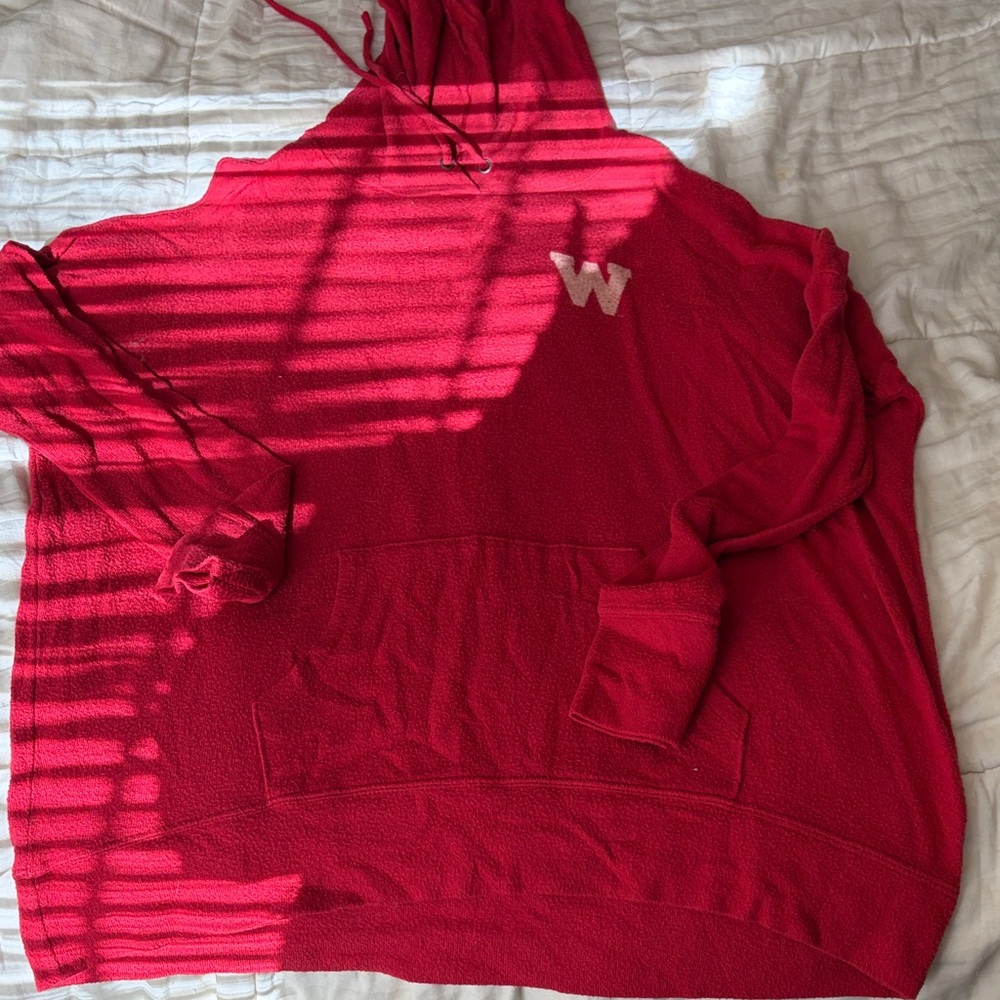 Wisconsin Red Hoodie with W Logo‎